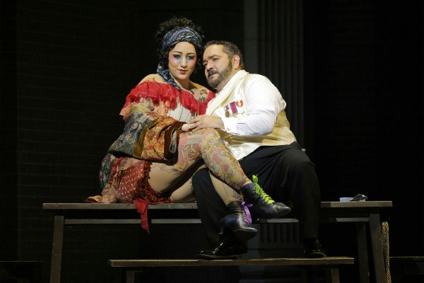 Sarah Saturnino as Maddalena and René Barbera as the Duke of Mantua (Photo Cory Weaver)