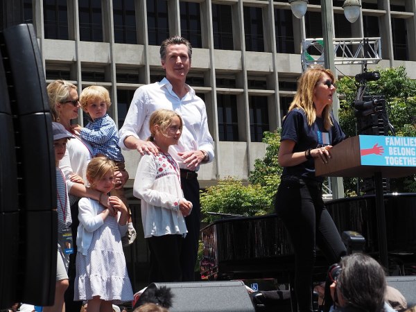 Lt. Gov. Gavin Newsom at L.A.’s Families Belong Together March, Grand Park, Los Angeles, June 30, 2018| Public Domain&nbsp;