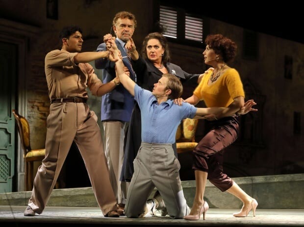 Rob Houchen (center), Liam Tamne, Brian Stokes Mitchell, Marie McLaughlin, and Celinde Schoenmaker. (Craig T. Mathew/ @mathewimaging)