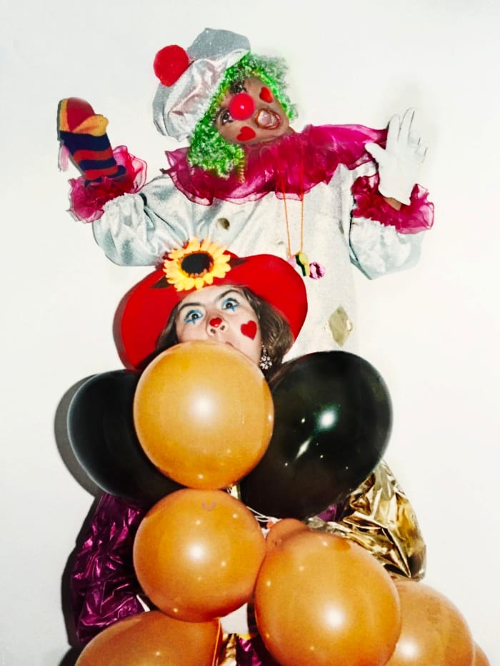 Tahirih Salazar, mother of Reza Salazar, was the creator, director, producer and promoter of their clown act in Colombia, Perú and Argentina. This photo was taken for a promotional flyer. Photo courtesy of Reza Salazar