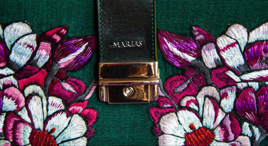 Most of Marias’ handmade handbags and accessories are designed with the same textiles used to make huipiles. “The huipiles are passed onto the next generations; they are like jewels and an important treasure of our culture,” Boer said. Photo by Mariela Murdocco