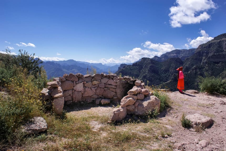 Mountainous landscapes as seen from Copper Canyon in Chihuahua, Mexico, land of the Rarámuri people. Photo via Shutterstock