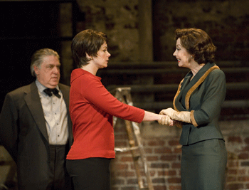 Sharon Lawrence co-stars in the Pasadena Playhouse's 2008 production of Orson's Shadow, with Bruce McGill as Orson Welles and Libby West as Joan Plowright.