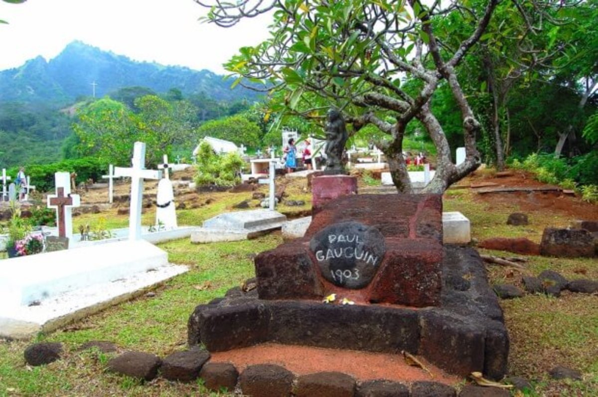 Jacques Brel's final resting place is in the same graveyard where Paul Gauguin is buried in Atuona, Hiva Oa, Marquesas.