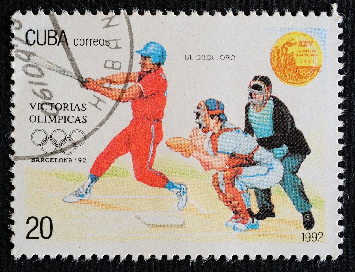 A Cuban postage stamp celebrates the national baseball team’s Olympic gold won in the 1992 games in Barcelona, Spain. Photo by Francesco Messuri via Shutterstock