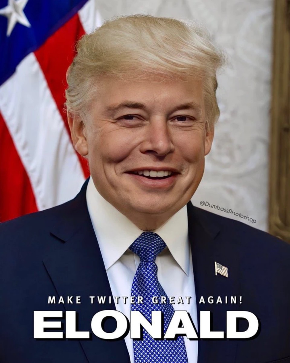 Photoshopped image of Elon Musk merged with Donald Trump. Source: Twitter (of course).