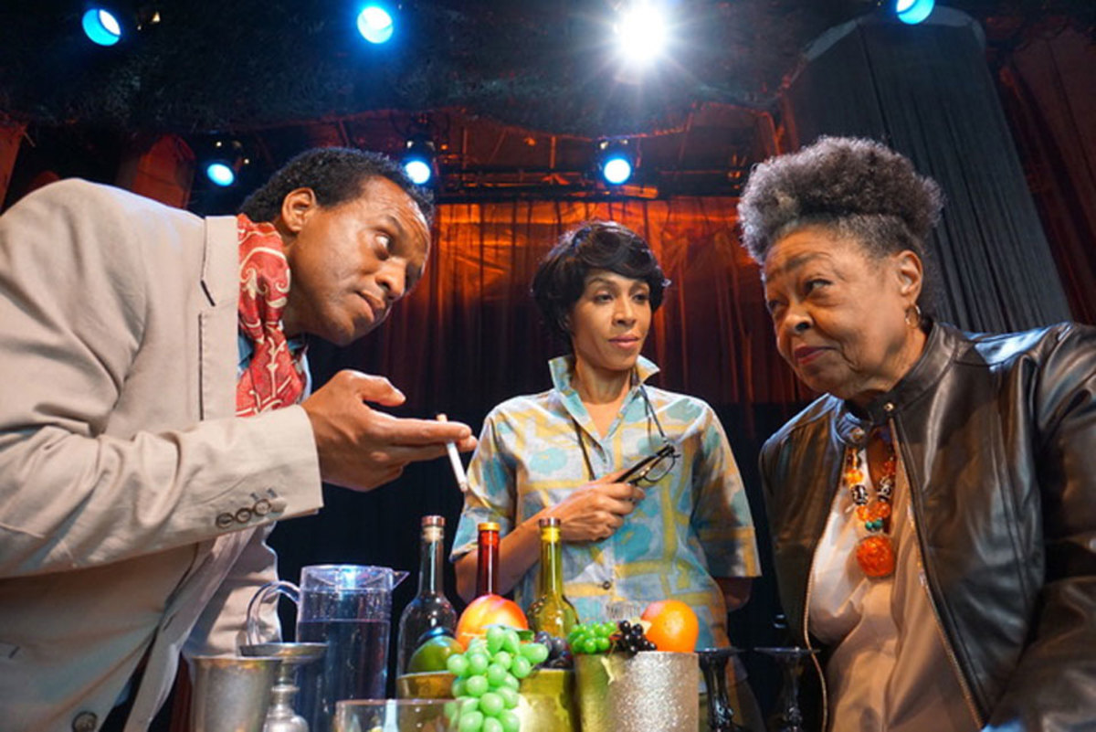 From left: From left, Julio Hanson as James Baldwin, Tiffany Coty as Lorraine Hansberry, Rosie Lee Hooks as Dr. Frances Cress Welding. | Jermaine Alexander